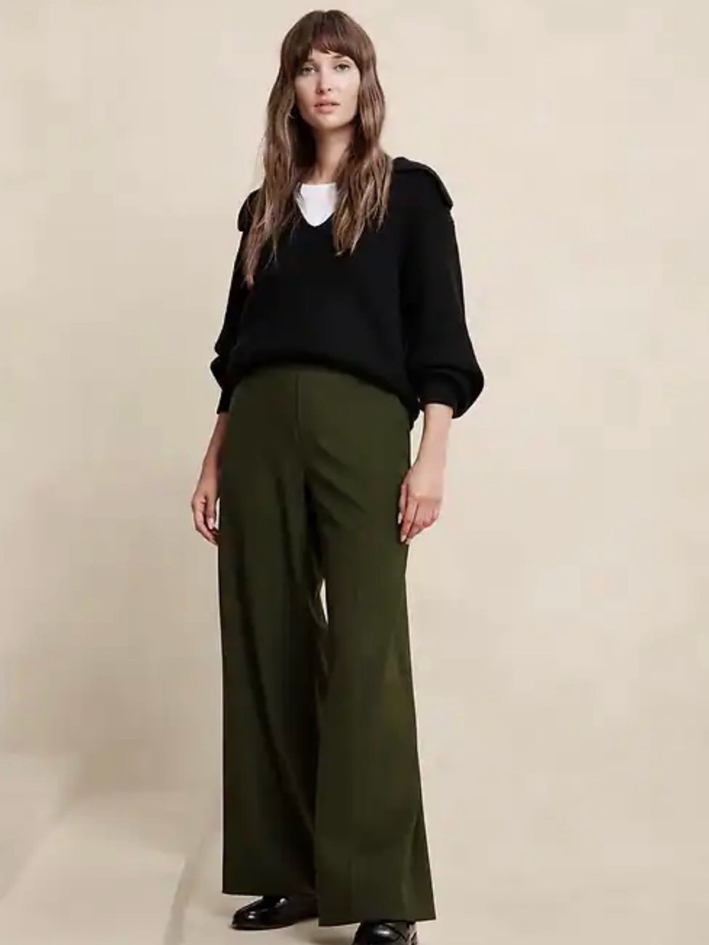 Banana Republic Hayden Bright Moss Wide Leg Pants